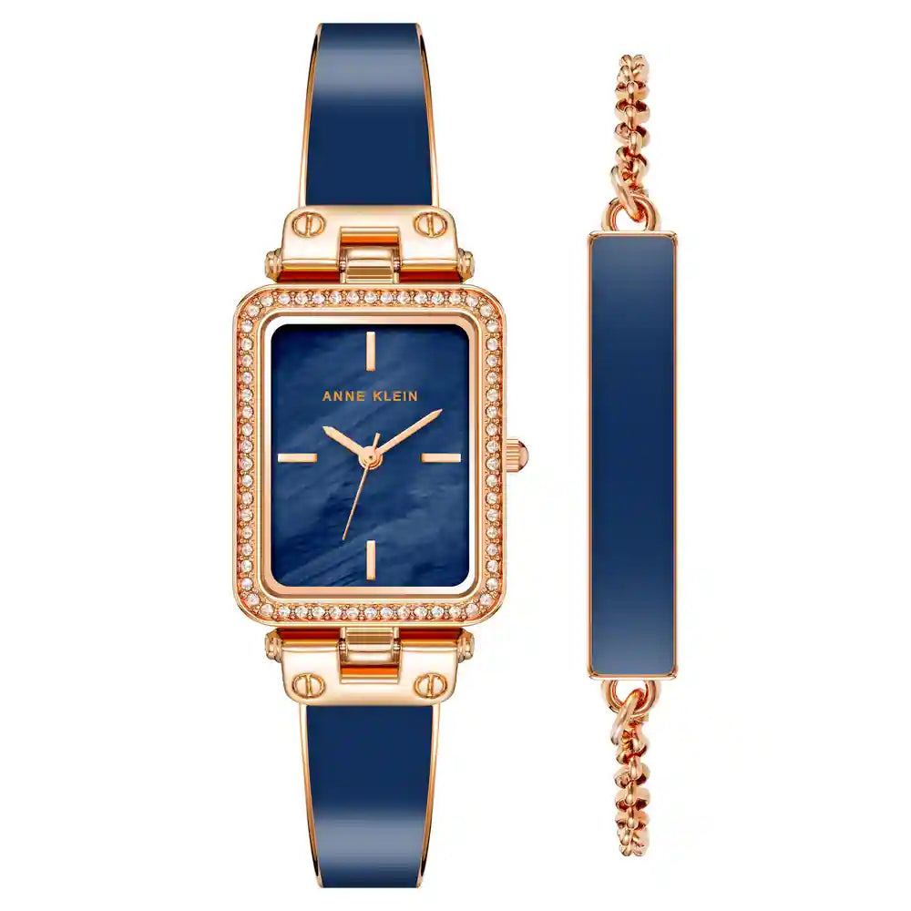 Navy Blue and Rose Gold-Tone Bracelet Watch AK/3898NVST – Timekeeper