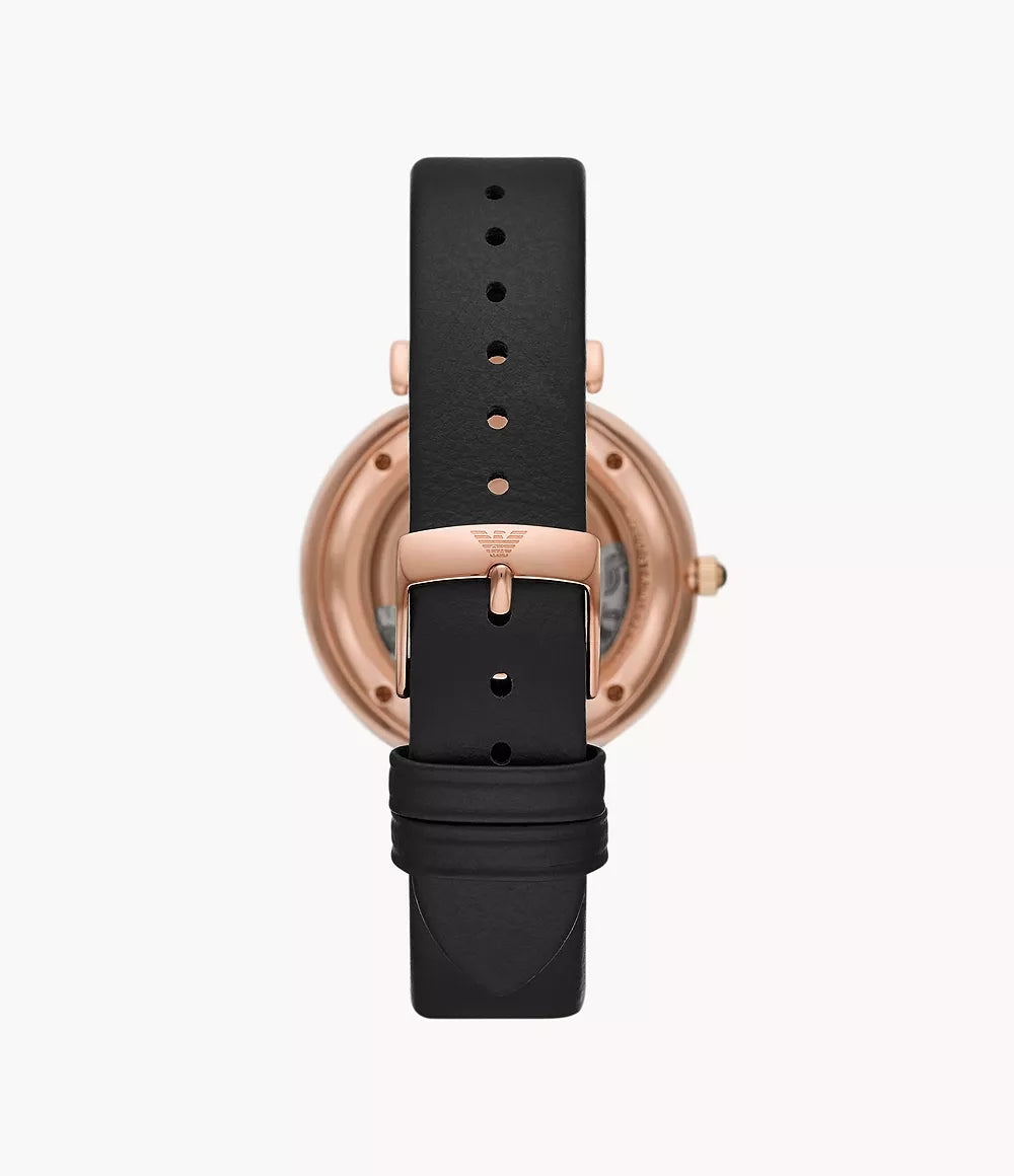 Automatic Black Leather Watch