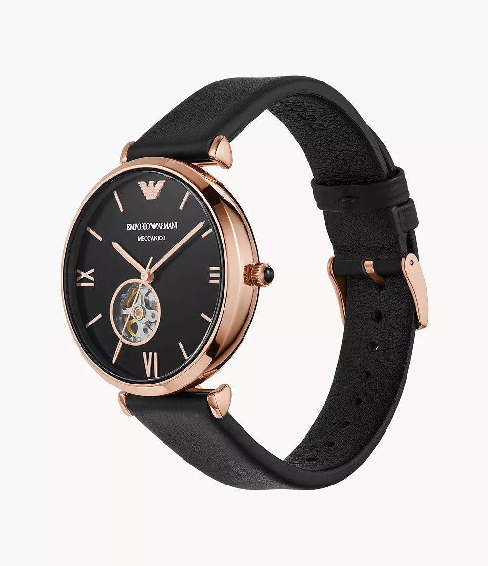 Automatic Black Leather Watch