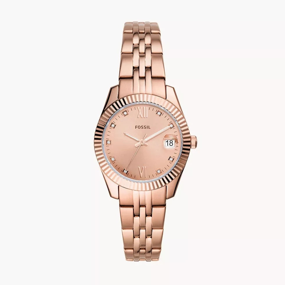 Scarlette Mini Three-Hand Date Rose Gold-Tone Stainless Steel Watch
