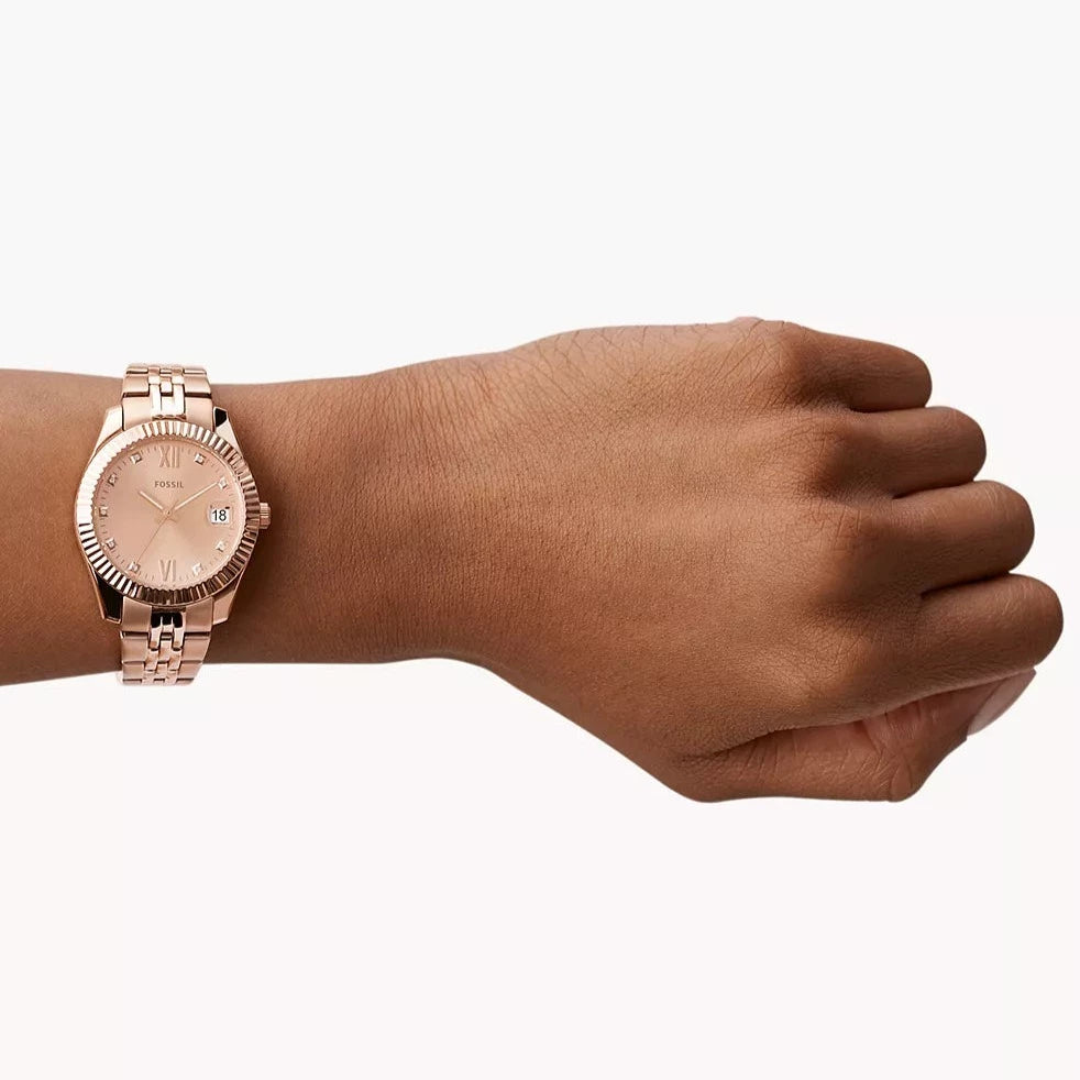 Scarlette Mini Three-Hand Date Rose Gold-Tone Stainless Steel Watch
