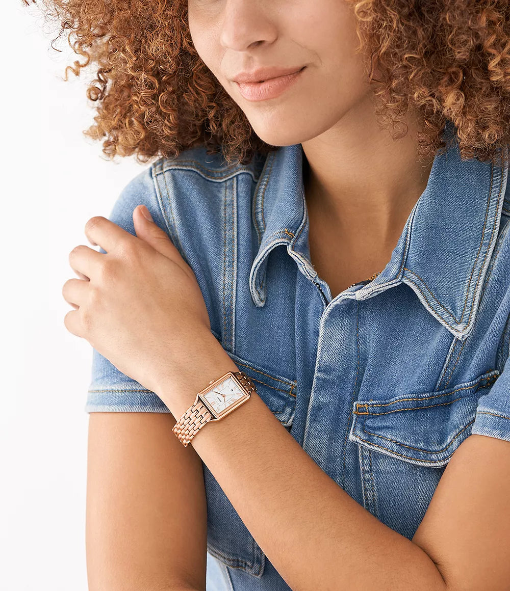 Raquel Three-Hand Date Rose Gold-Tone Stainless Steel Watch