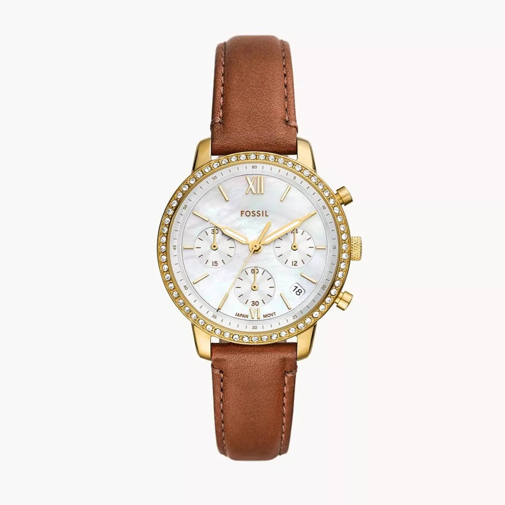 Neutra Chronograph Medium Brown Leather Watch