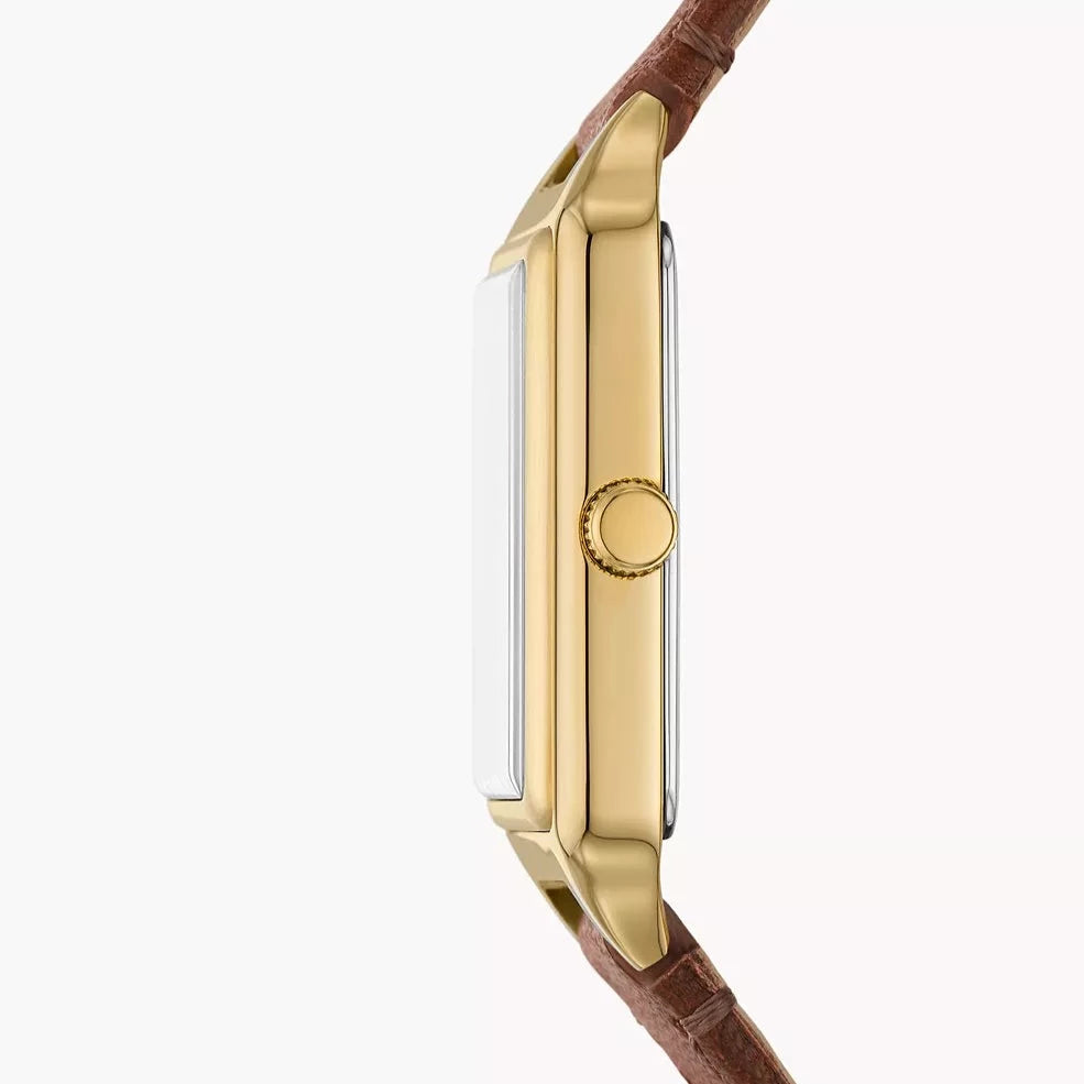 Raquel Three-Hand Date Medium Brown LiteHide™ Leather Watch