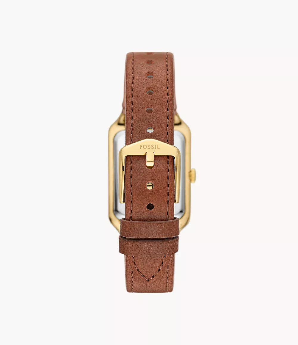 Raquel Three-Hand Date Medium Brown Leather Watch