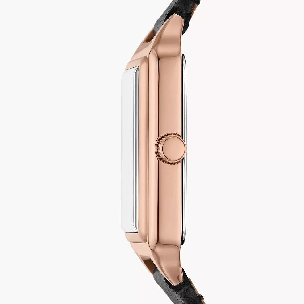 Raquel Three-Hand Date Black LiteHide™ Leather Watch