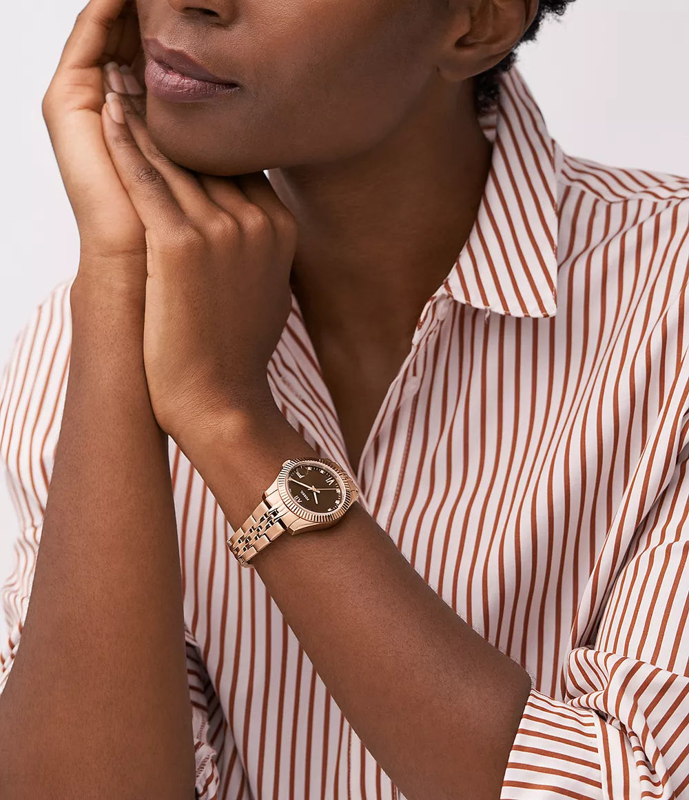 Scarlette Three-Hand Date Rose Gold-Tone Stainless Steel Watch