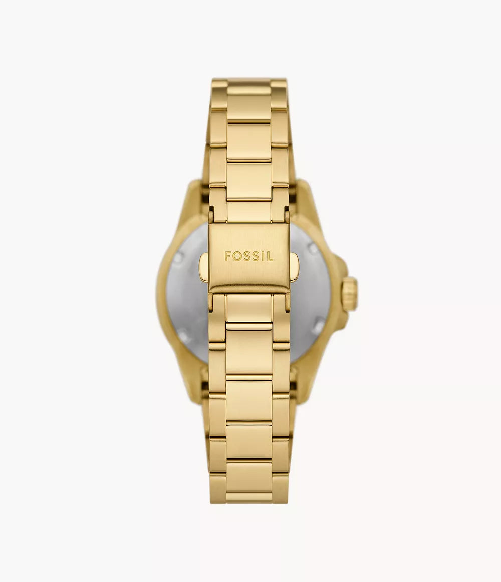 Blue Dive Three-Hand Gold-Tone Stainless Steel Watch