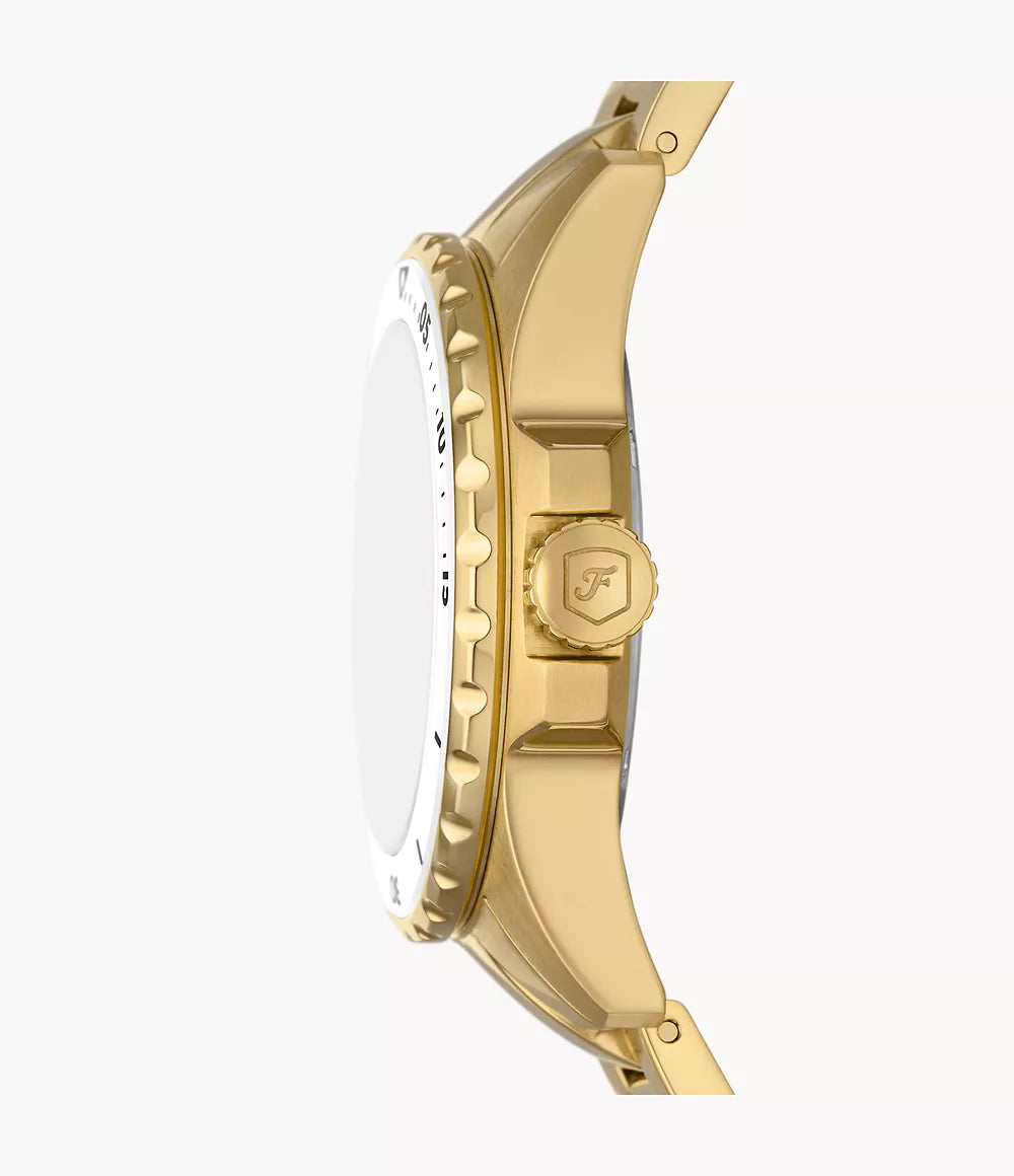 Blue Dive Three-Hand Gold-Tone Stainless Steel Watch