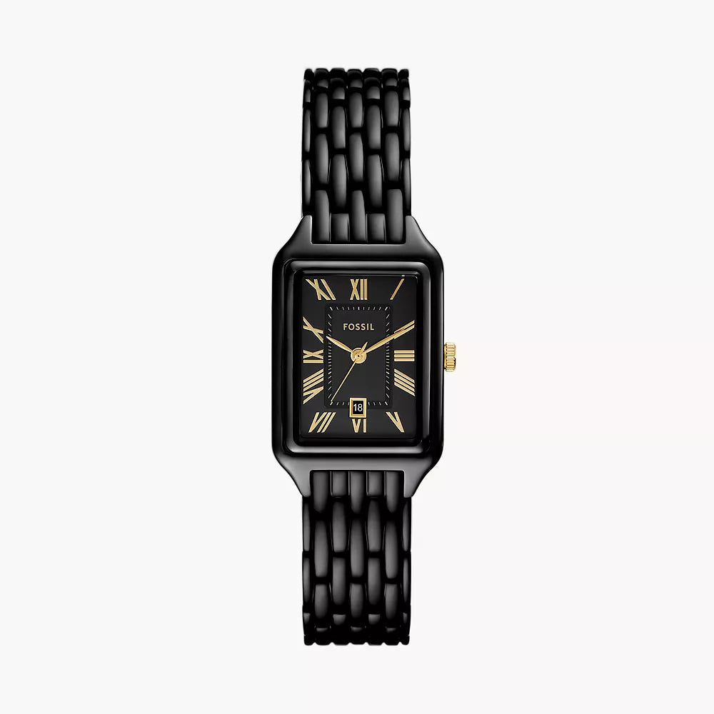 Raquel Three-Hand Date Black Stainless Steel Watch