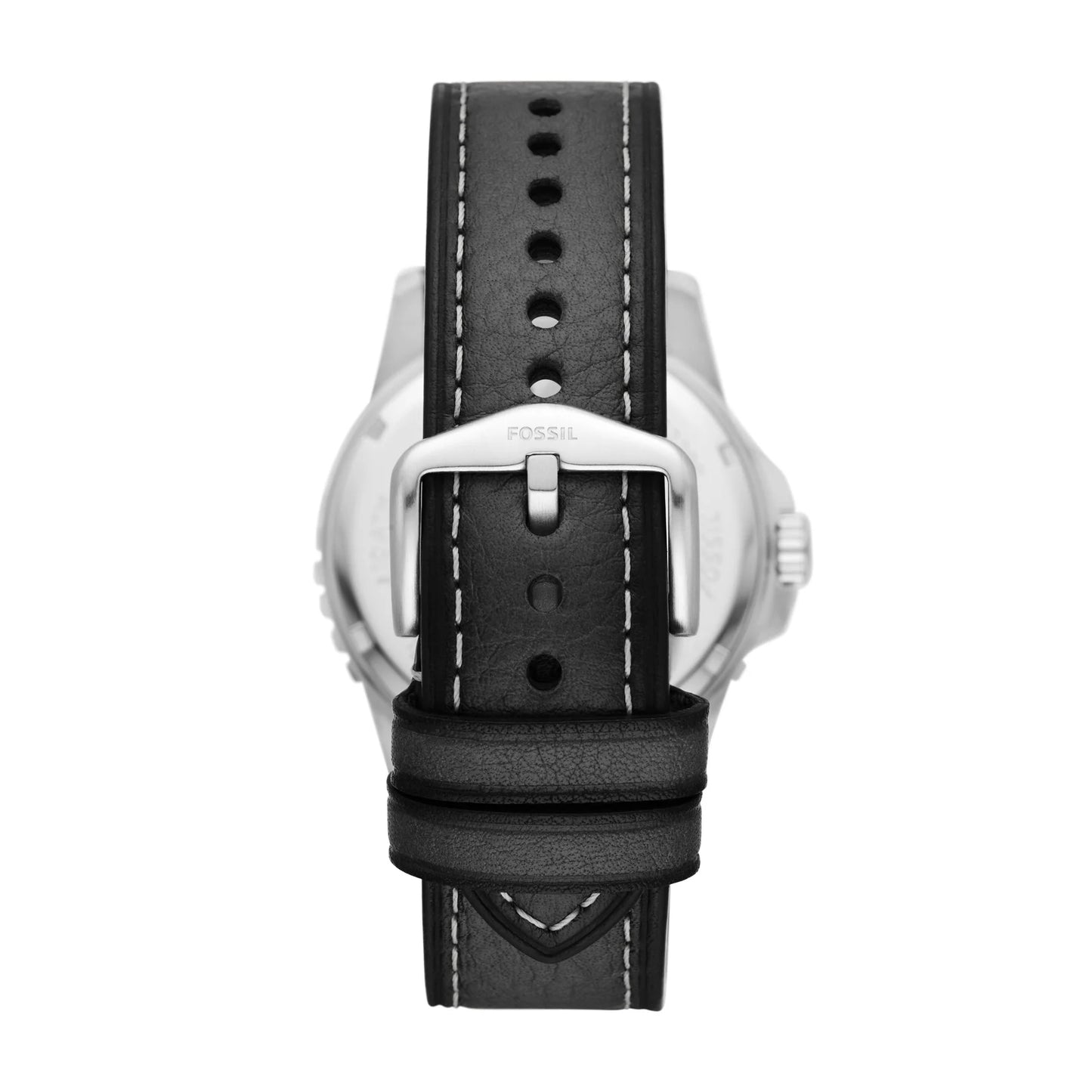 Blue Three-Hand Date Black Eco Leather Watch