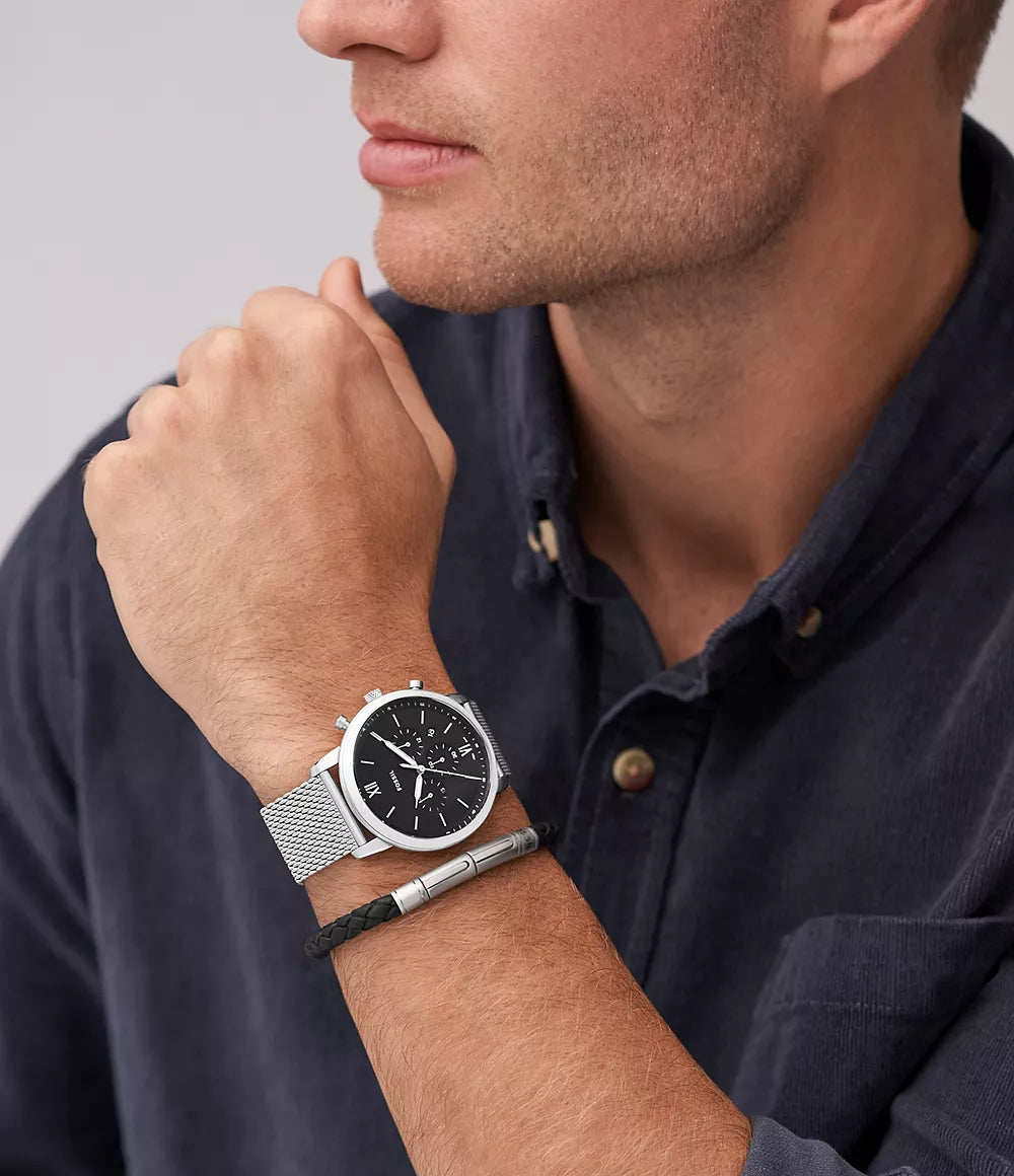 Neutra Chronograph Stainless Steel Mesh Watch and Bracelet Box Set