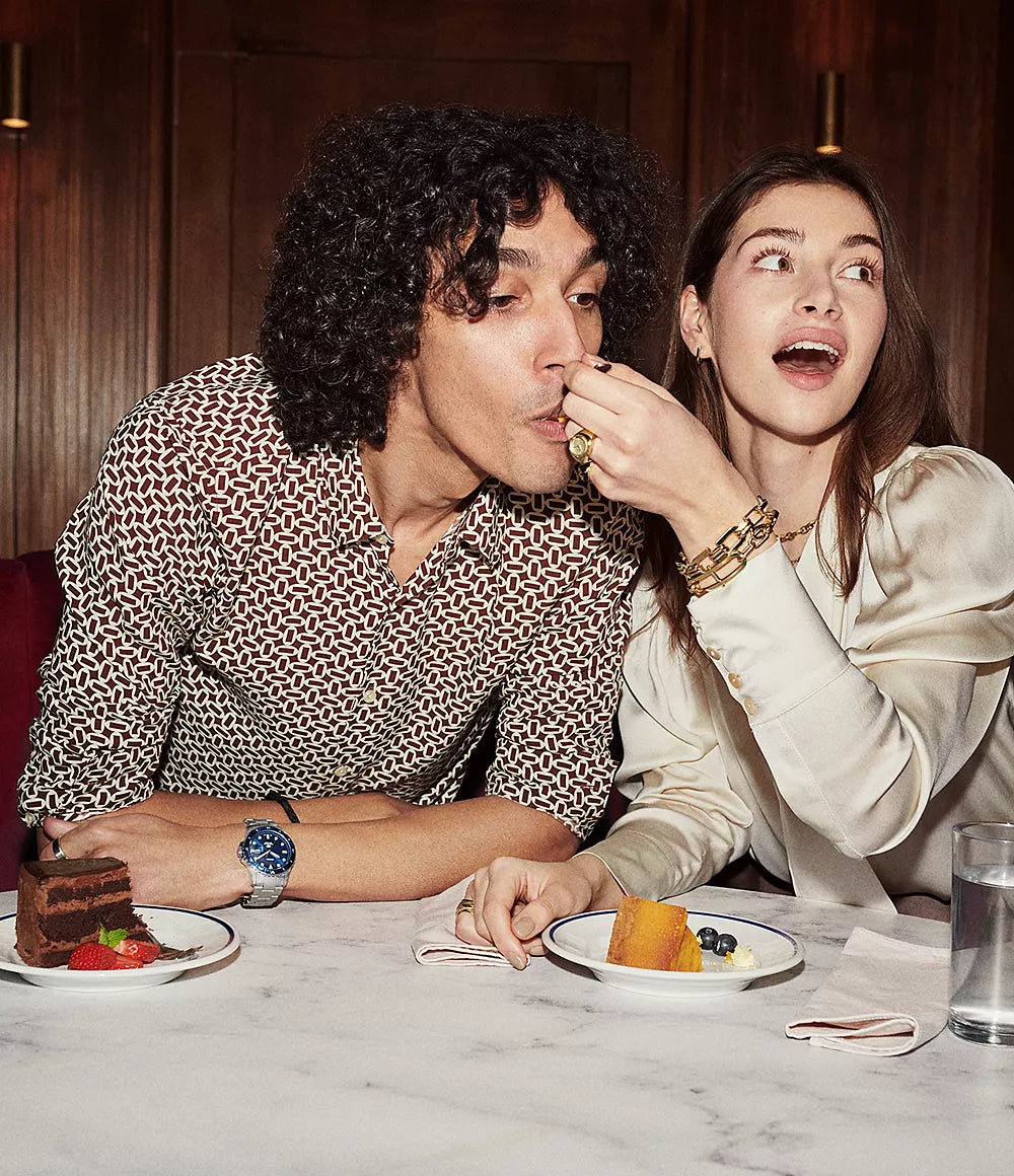 Blue Dive Three-Hand Date Stainless Steel Watch