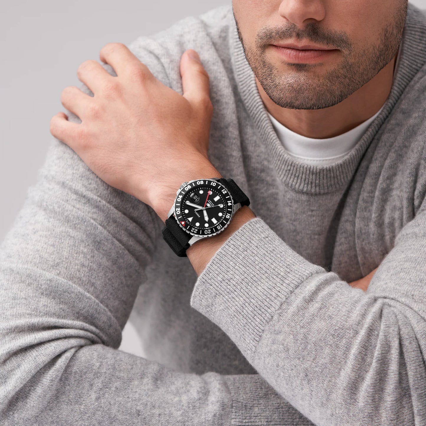 Blue GMT Black Silicone Watch