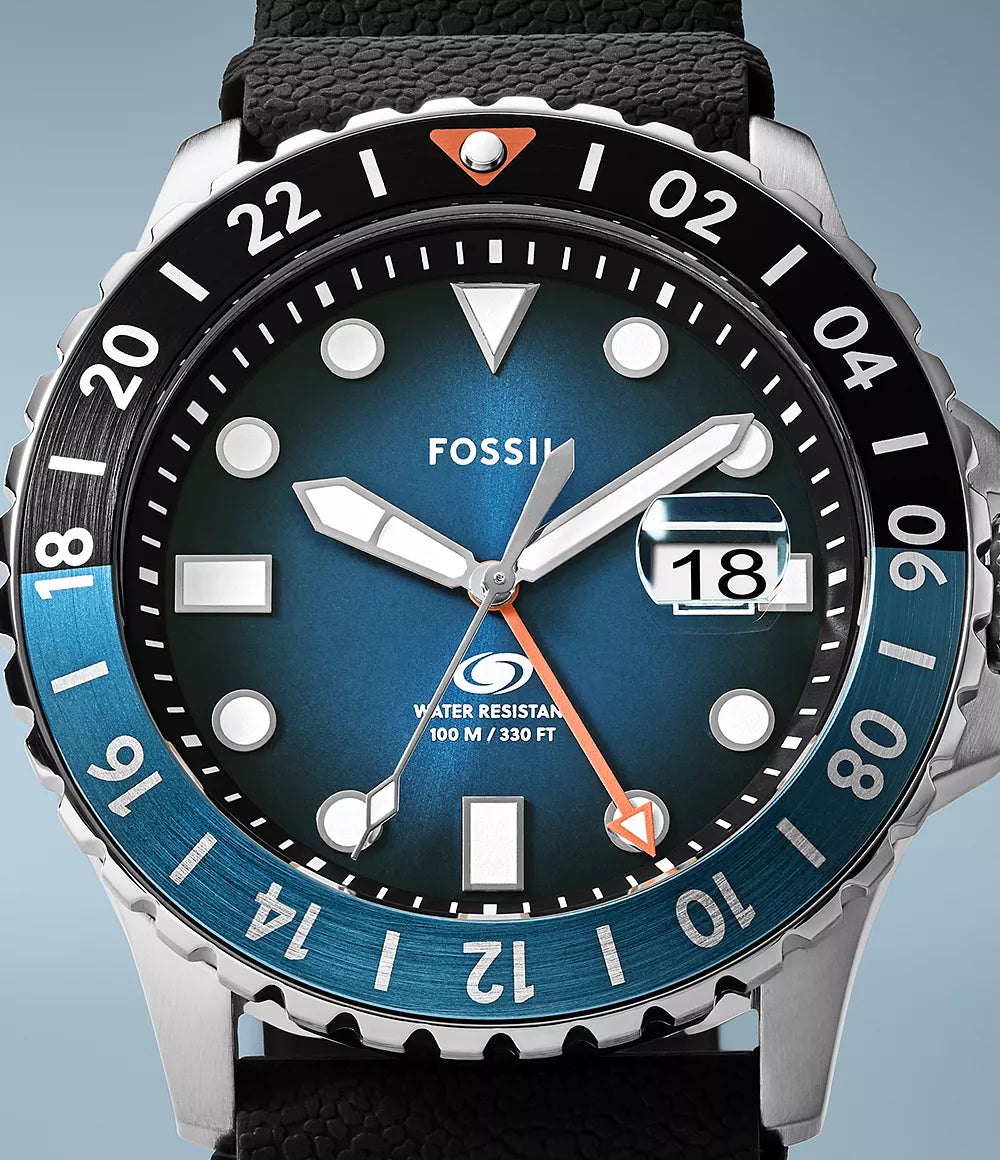 Blue GMT Black Silicone Watch