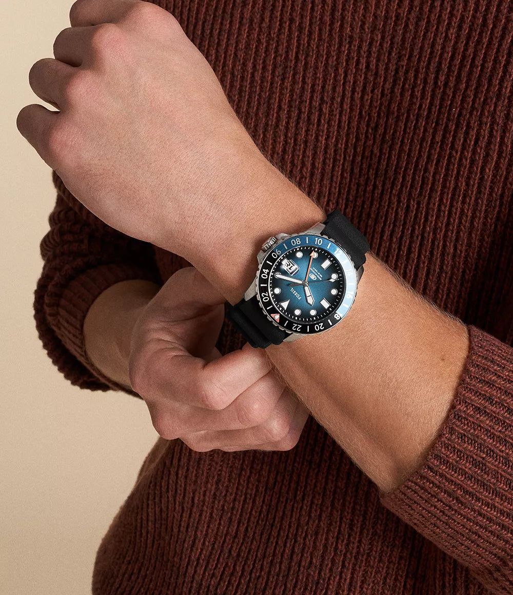 Blue GMT Black Silicone Watch