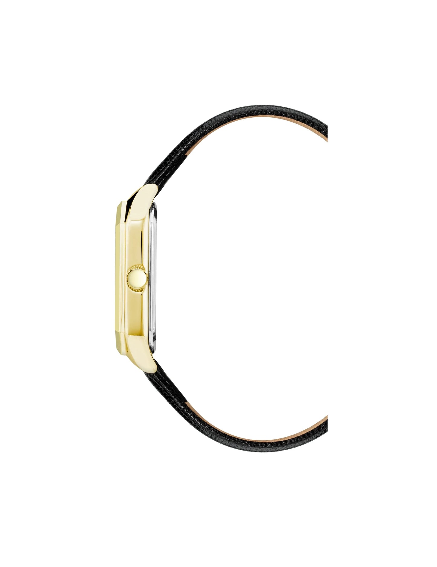 Octagonal Shaped Leather Strap Watch AK/3874BKBK