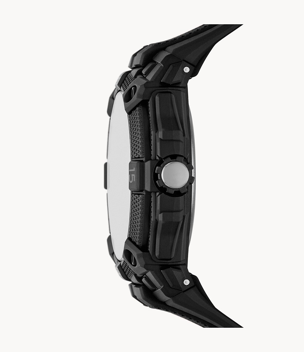 Mayfield 50mm Three-Hand Quartz Analog Watch with Black Strap and Black Case Watch