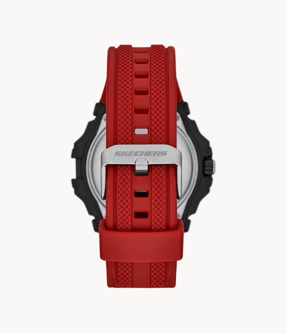 Mayfield 50mm Three-Hand Quartz Analog Watch with Red Strap and Black Case Watch