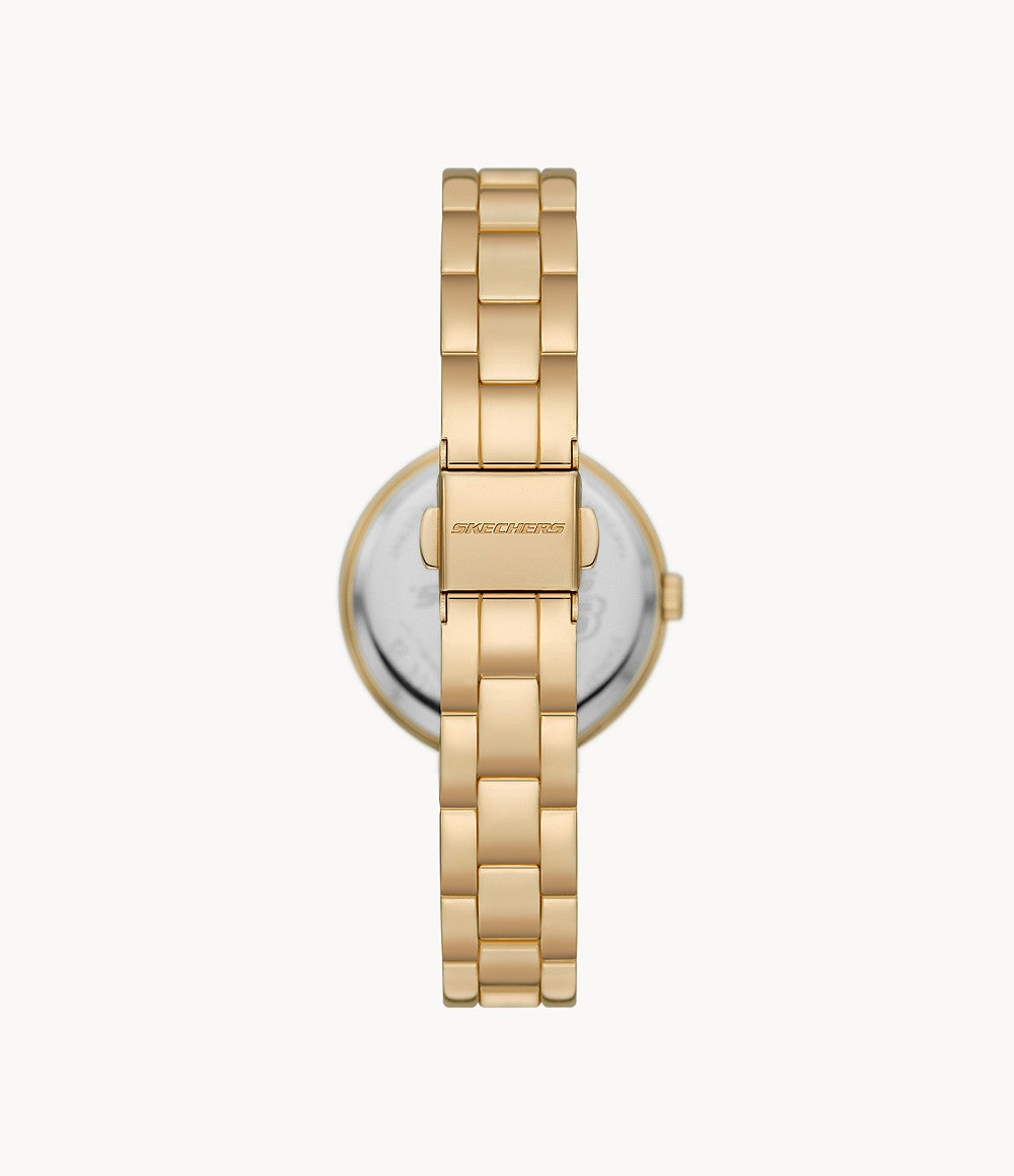 Three-Hand Quartz Analog Watch with Gold-Tone Bracelet Gift Set