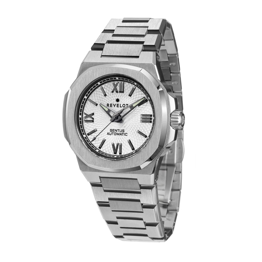 Gentus 40MM Metallic White Steel (Automatic) – Timekeeper