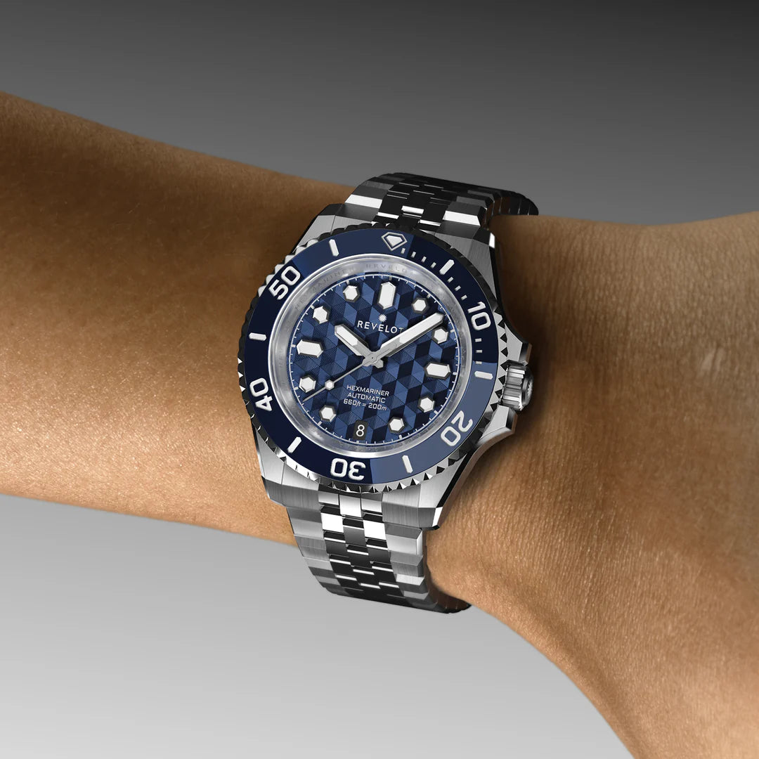 Hexmariner 39 Blue CNC Guilloche