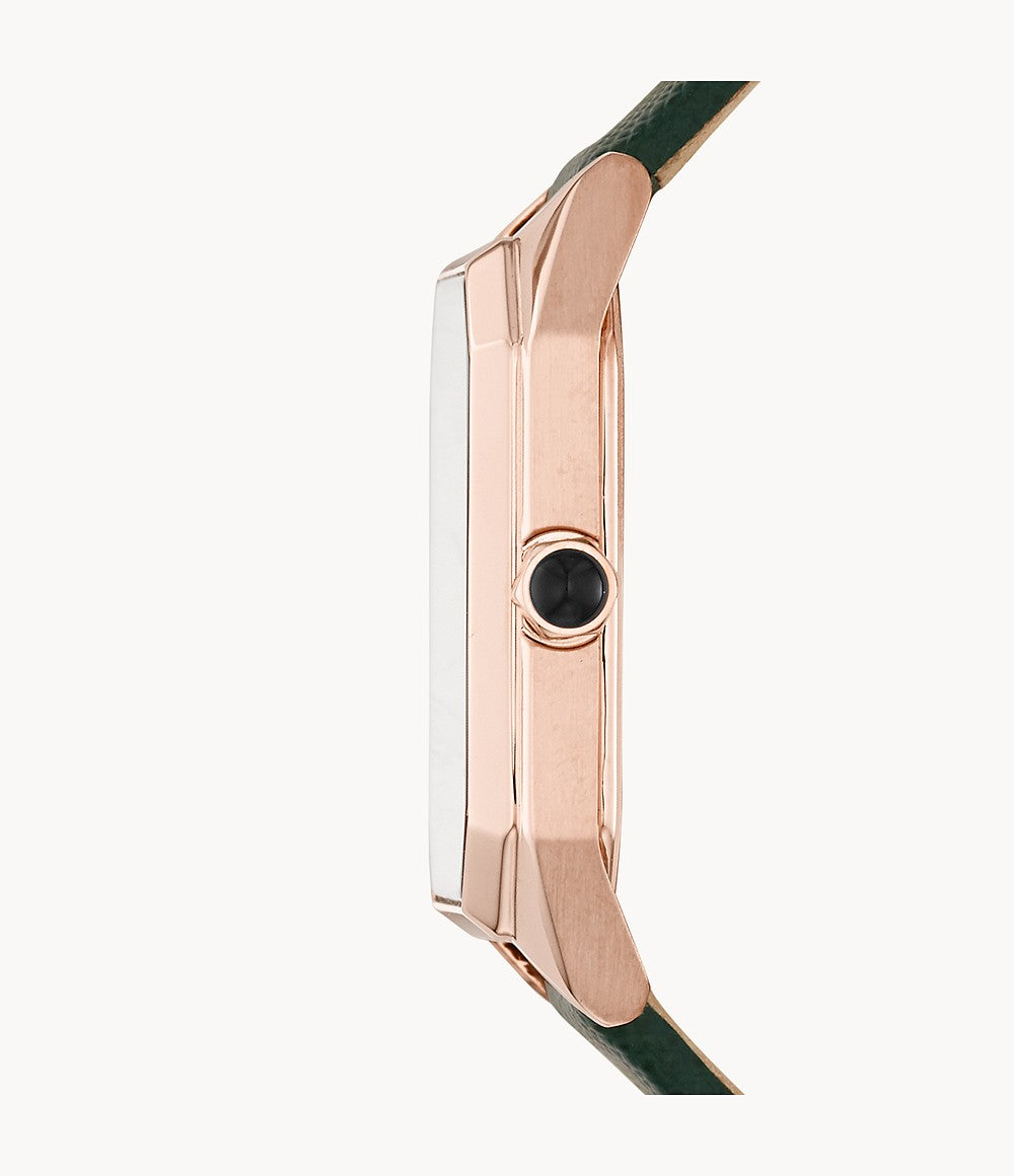 Women's Two-Hand Green Leather Watch