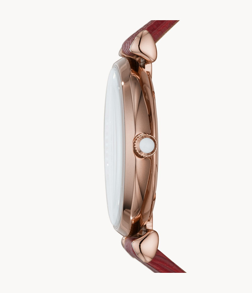 Two-Hand Red Leather Watch