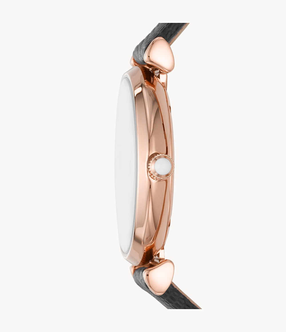 Two-Hand Black Leather Watch