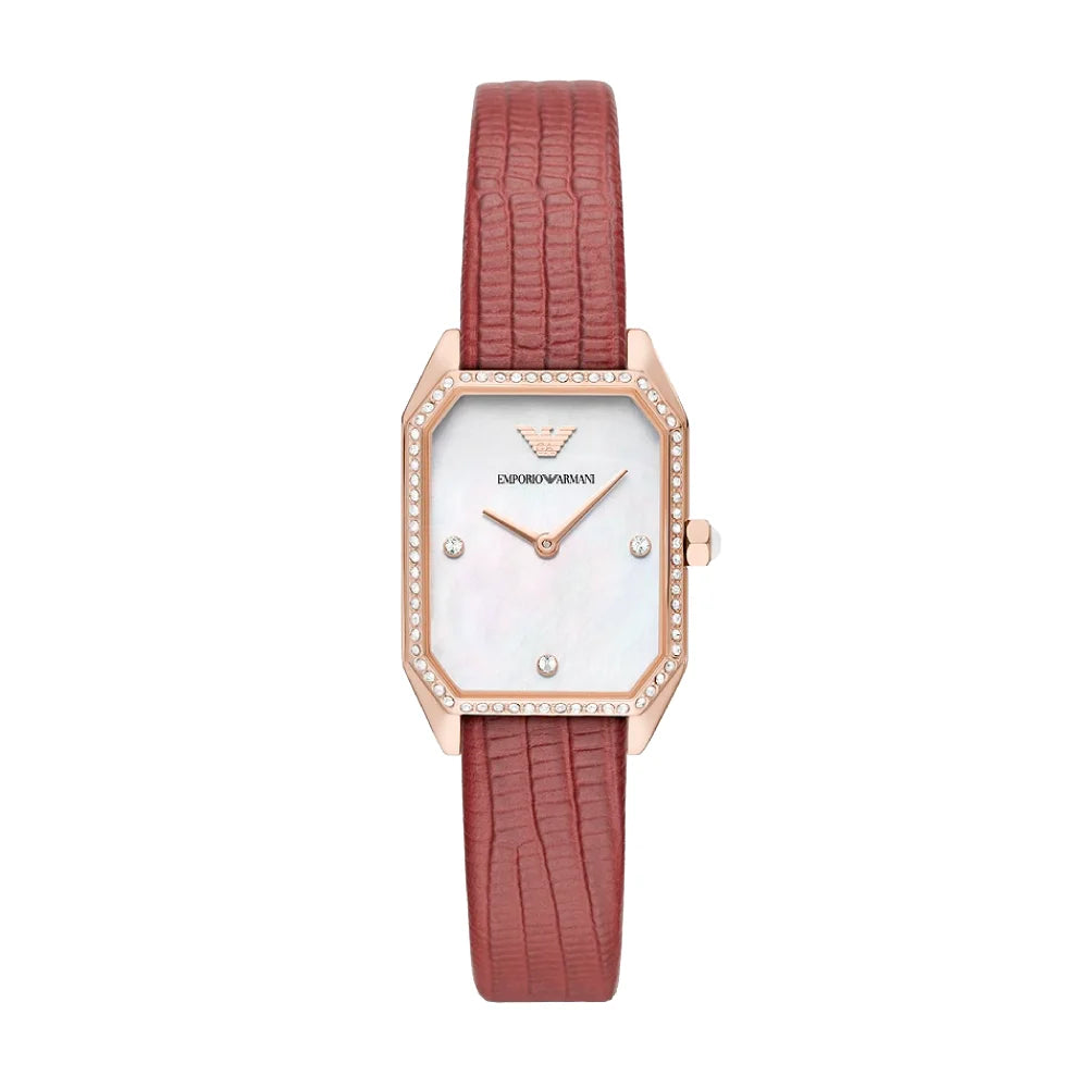 Two-Hand Red Leather Watch