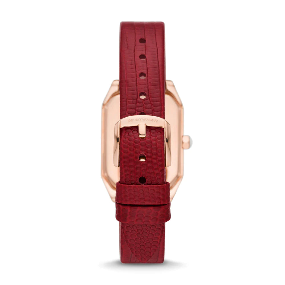 Two-Hand Red Leather Watch