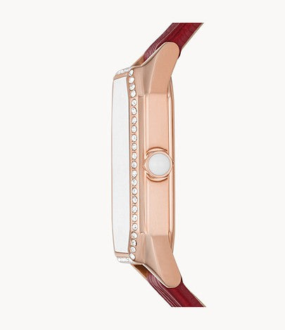 Two-Hand Red Leather Watch