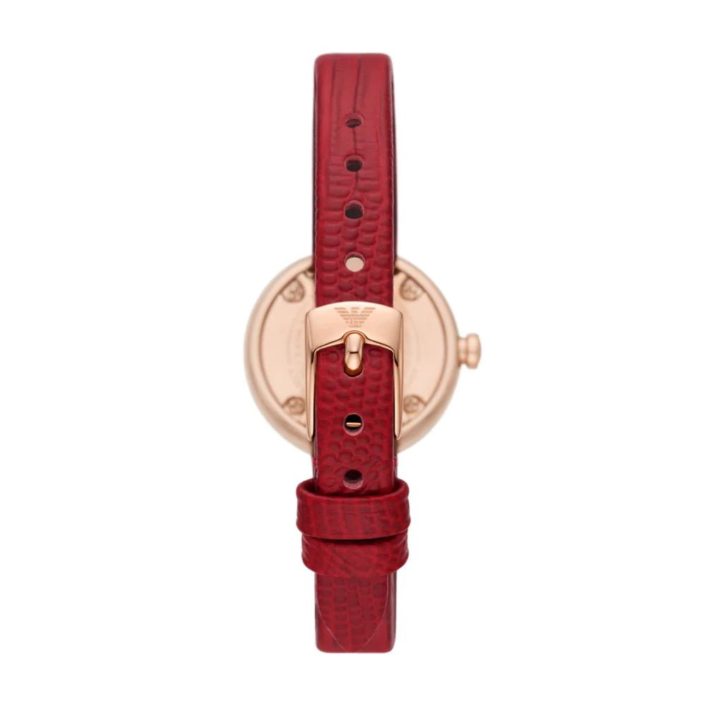Two-Hand Red Leather Watch