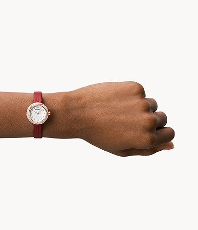 Two-Hand Red Leather Watch