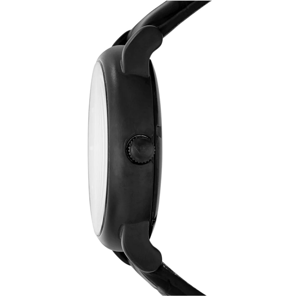 Men's Automatic Black Leather Watch
