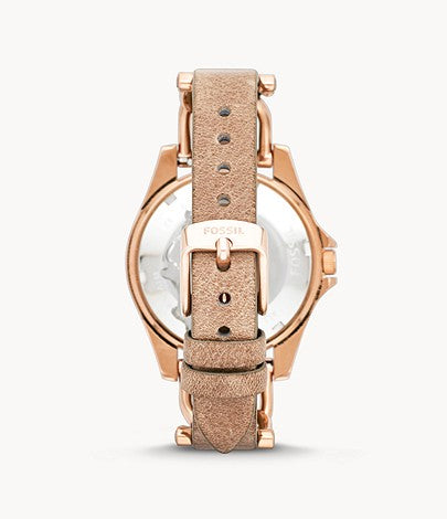 Riley Multifunction Rose-Tone & Sand Leather Watch
