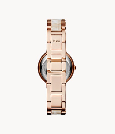 Virginia Rose-Tone & Horn Acetate Stainless Steel Watch