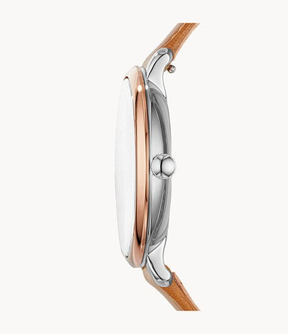 Jacqueline Three-Hand Date Luggage Leather Watch