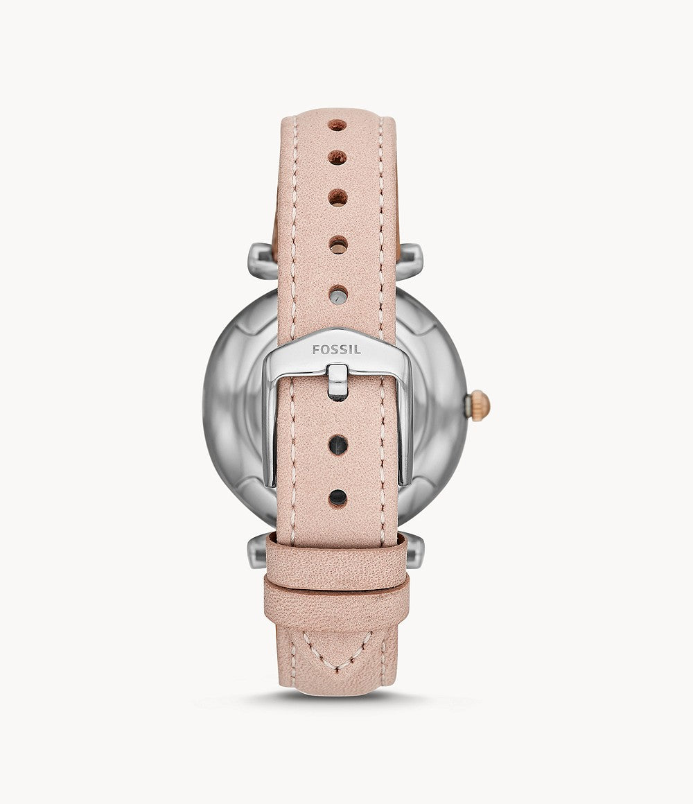 Carlie Three-Hand Blush Leather Watch