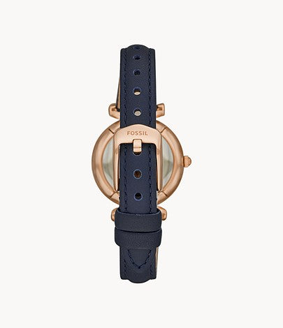 Carlie Mini Three-Hand Navy Leather Watch