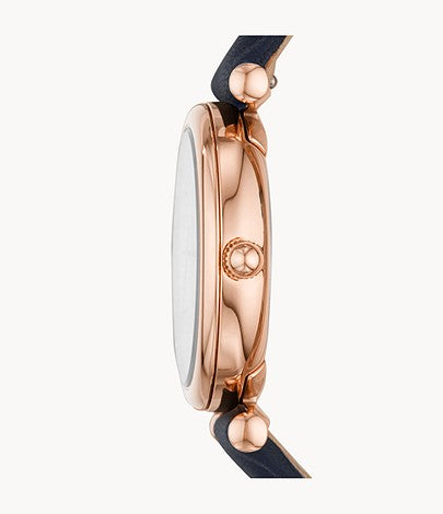 Carlie Mini Three-Hand Navy Leather Watch