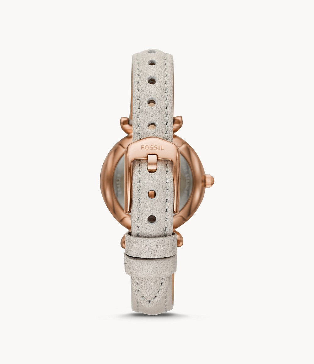 Carlie Mini Three-Hand Mineral Grey Leather Watch