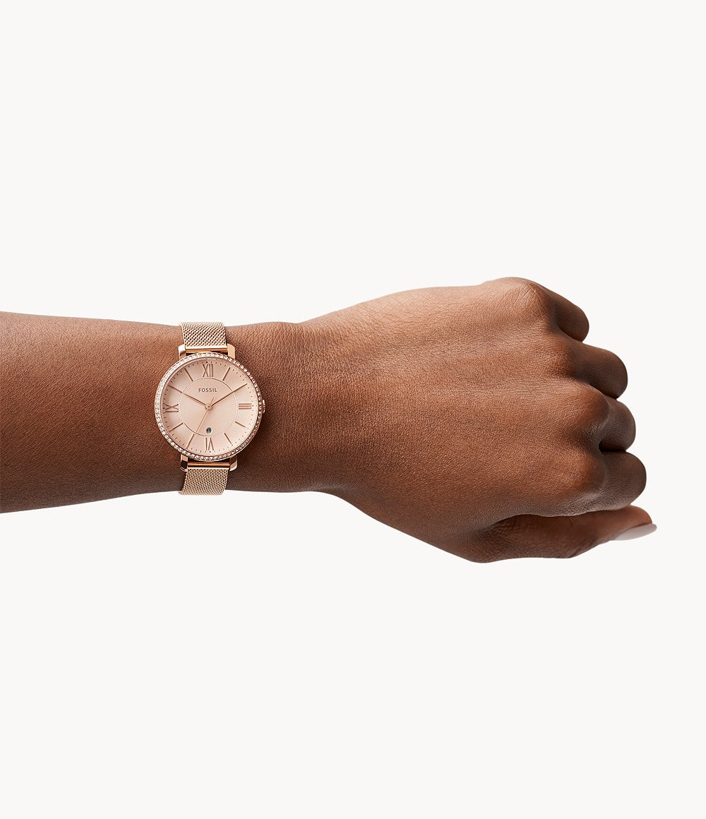 Jacqueline Three-Hand Date Rose Gold-Tone Stainless Steel Watch