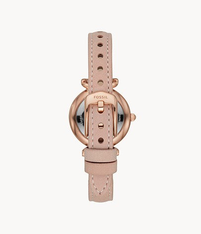 Carlie Mini Three-Hand Blush Leather Watch