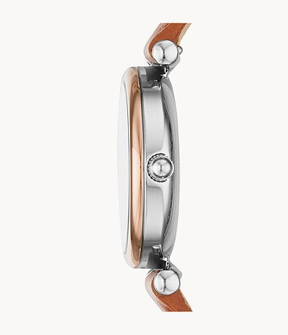 Carlie Mini Three-Hand Tan Leather Watch