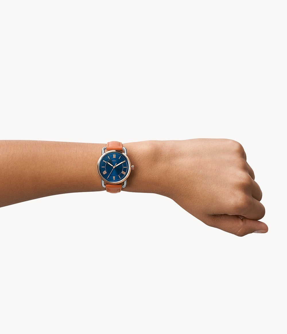 Copeland Three-Hand Tan Leather Watch