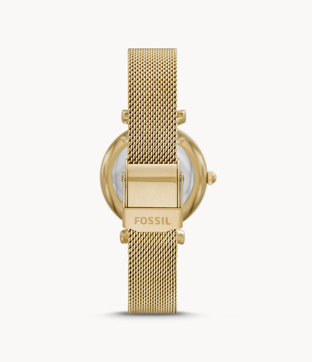 Carlie Mini Three-Hand Gold-Tone Stainless Steel Mesh Watch