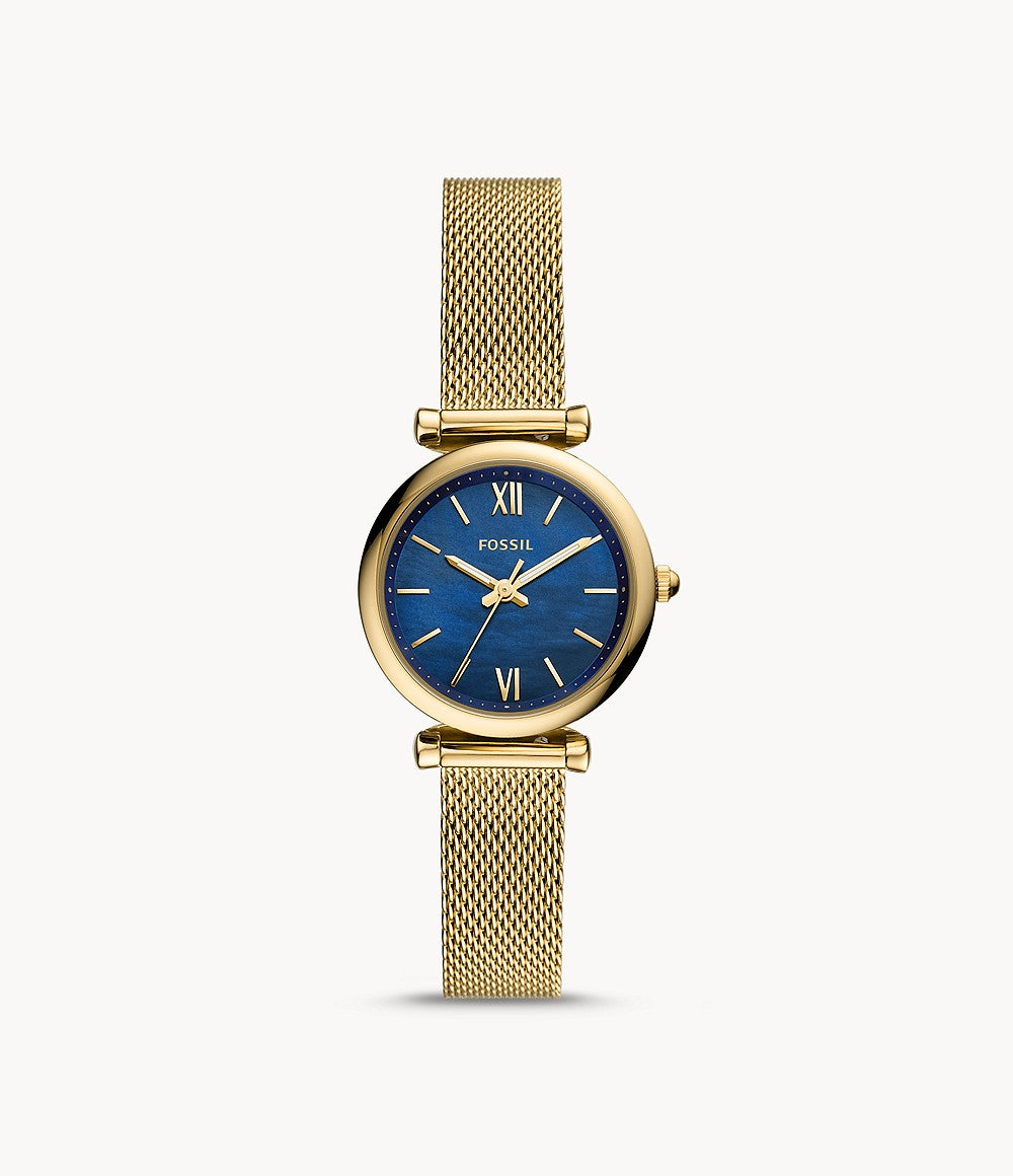 Carlie Mini Three-Hand Gold-Tone Stainless Steel Mesh Watch