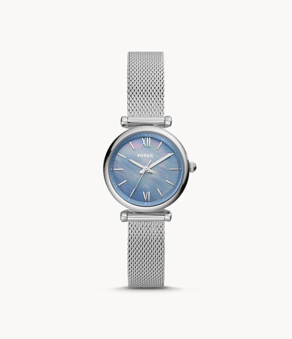 Carlie Mini Three-Hand Stainless Steel Mesh Watch