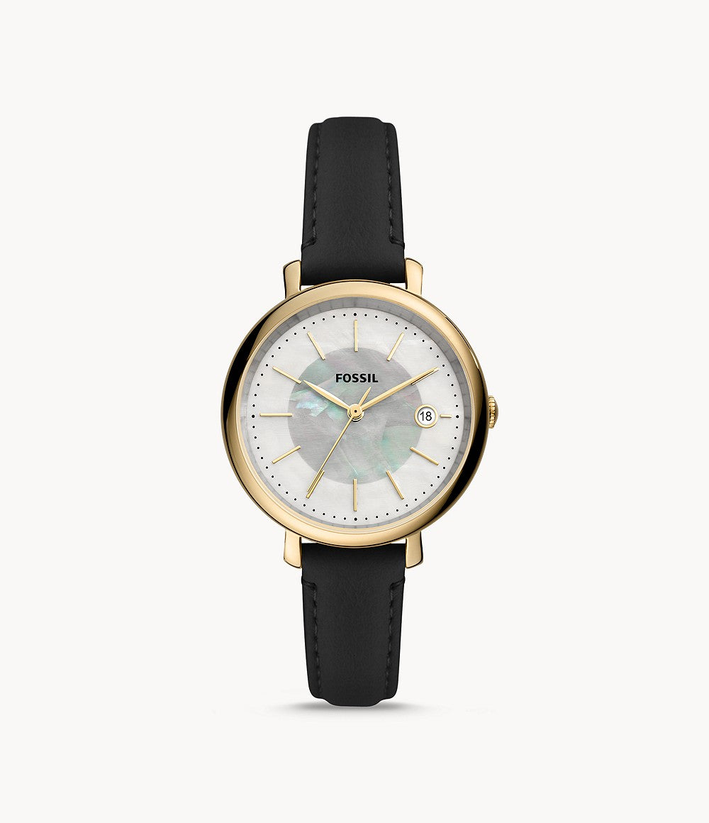 Jacqueline Solar-Powered Black Eco Leather Watch – Timekeeper display picture 1
